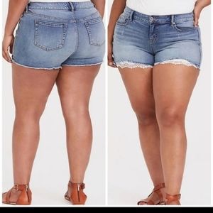 COPY - Torrid lace & denim jean shorts
